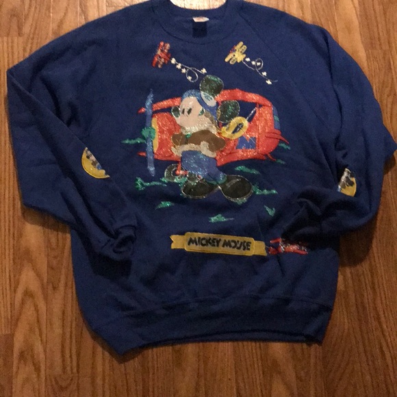 Rare VTG Mickey Mouse Airplane Theme Sweatshirt